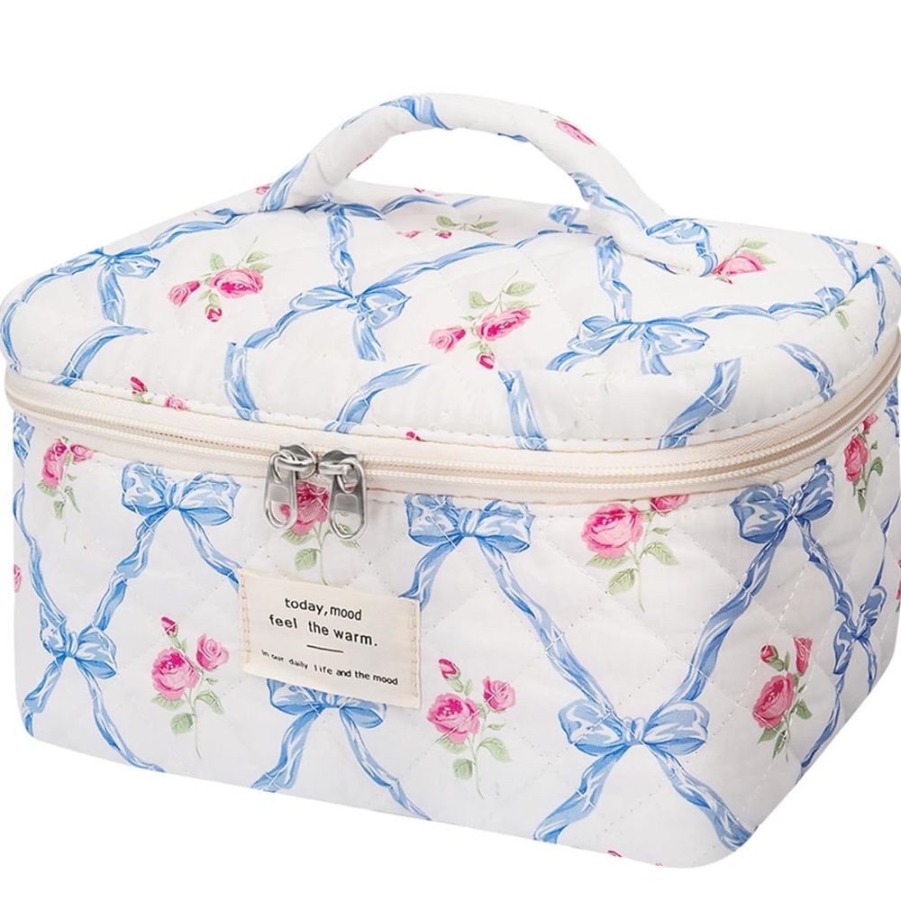 Floral Quilted Cosmetic Bag
